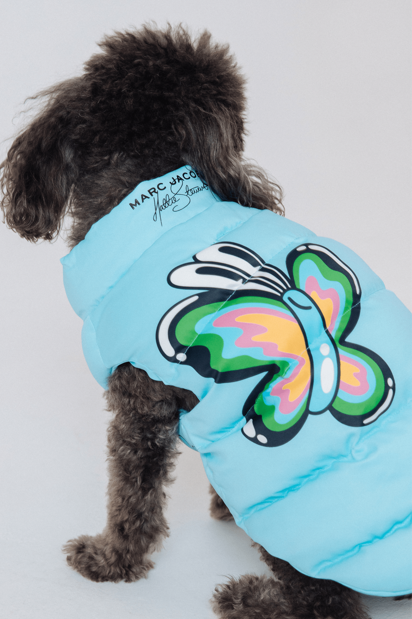 Lichtblauw Puffer Vest met Pop-Art